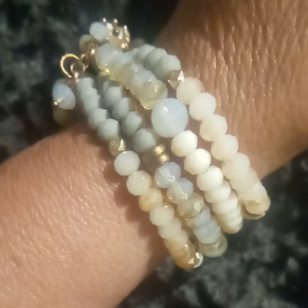 Cookie Lee Gray and Gold Layered Bracelet Set